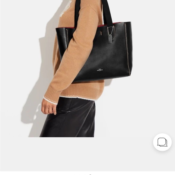 NWTs COACH Pebbled Leather Derby Tote Shoulder Bag in Gold/1941 Black with red - Picture 7 of 12